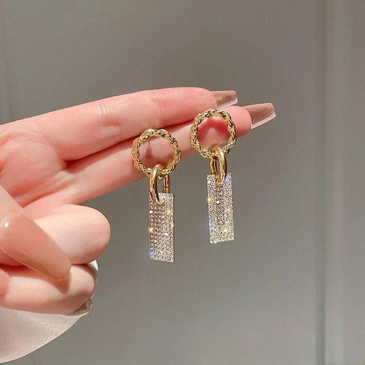 Luxeurious Zirconia Earrings in Sterling Silver and Rhinestone Encrusted Baths
