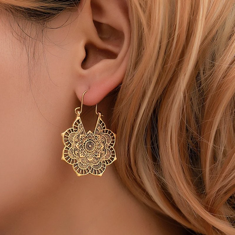 Mandala Lotus Earrings - Image 2