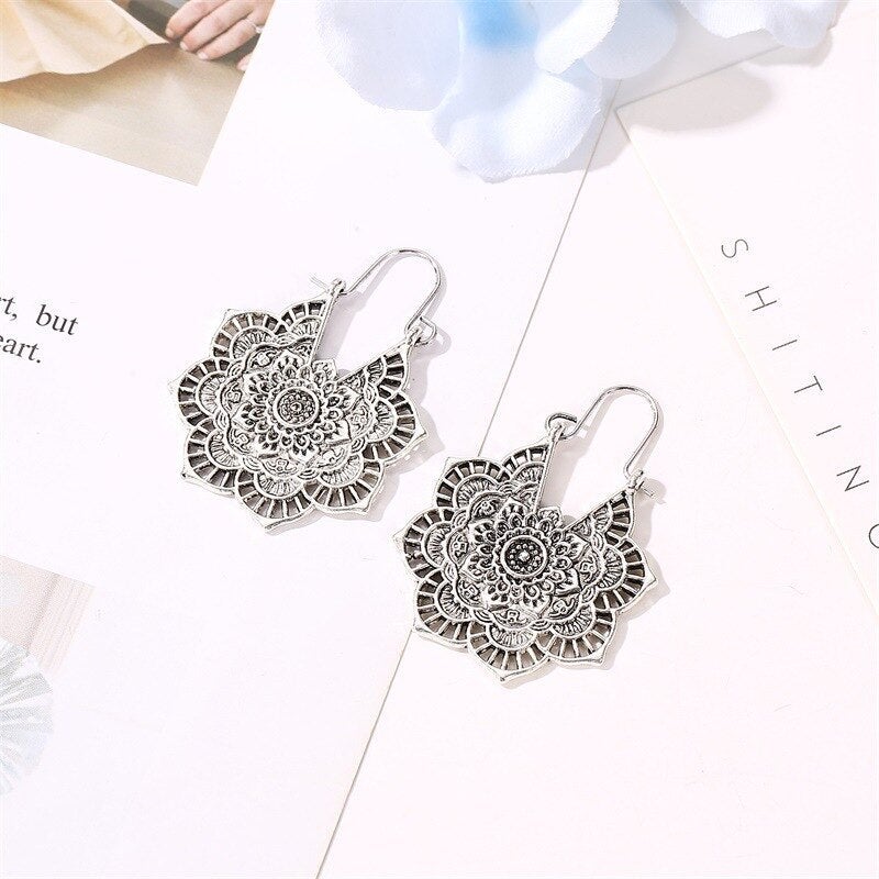 Mandala Lotus Earrings - Image 3