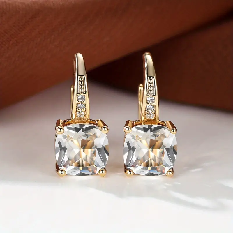 Mistic Sapphire Stone Hoop Earrings | Gold - Image 3