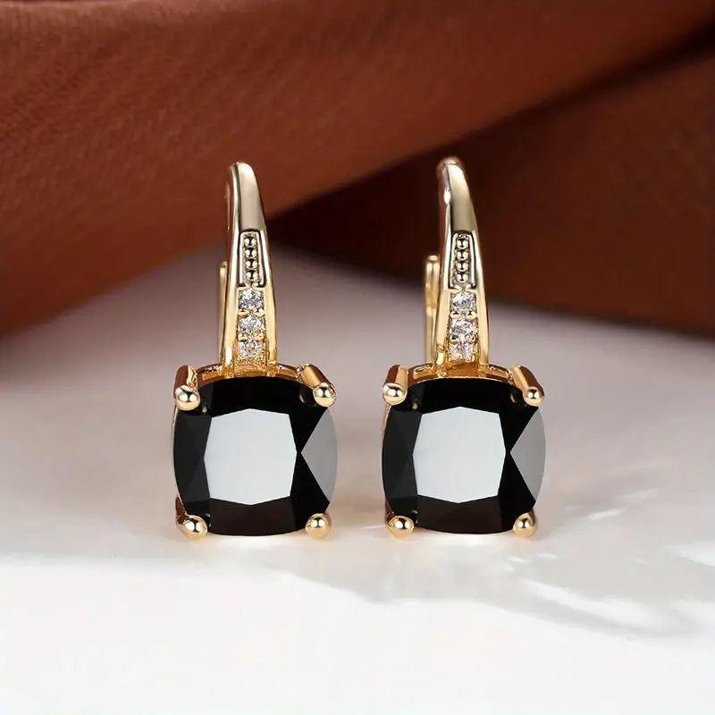 Mistic Sapphire Stone Hoop Earrings | Gold - Image 4