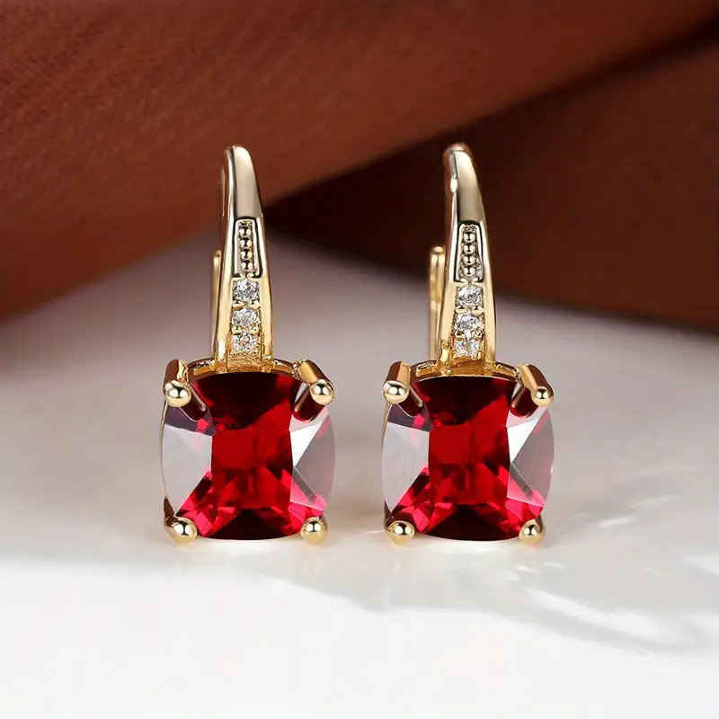 Mistic Sapphire Stone Hoop Earrings | Gold - Image 5