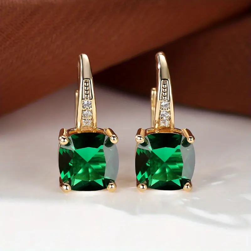 Mistic Sapphire Stone Hoop Earrings | Gold - Image 6