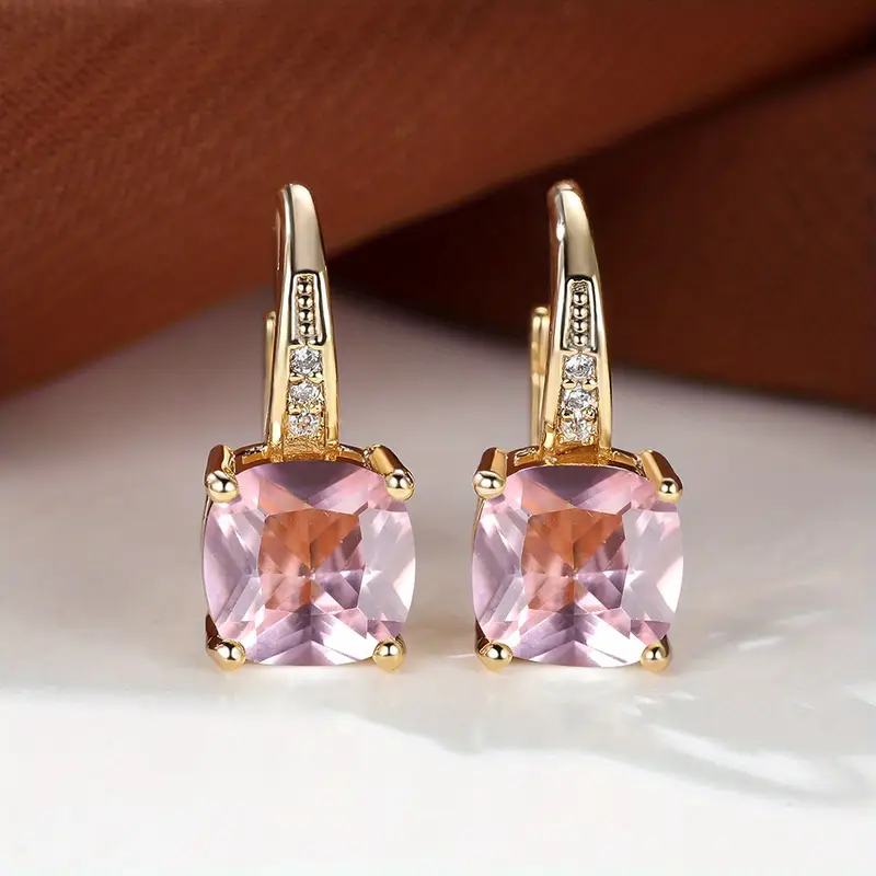 Mistic Sapphire Stone Hoop Earrings | Gold - Image 7