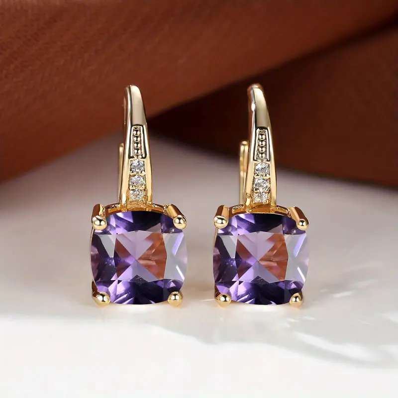 Mistic Sapphire Stone Hoop Earrings | Gold - Image 8
