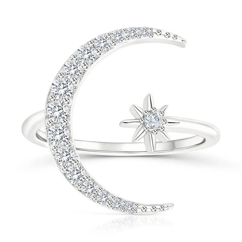 Moon and Star Ring made of Silver - Image 2