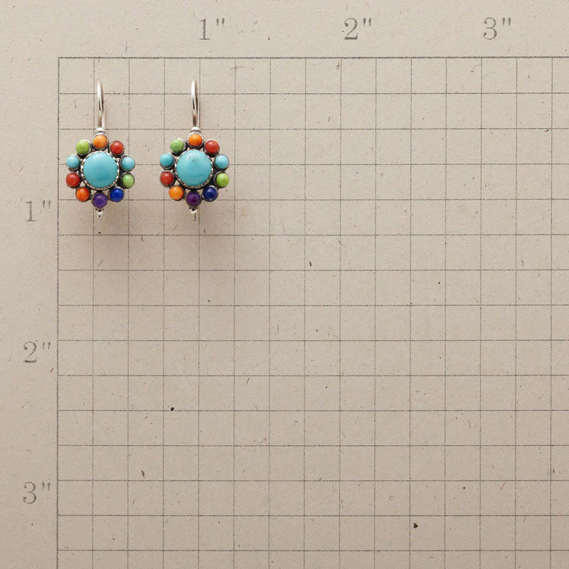 Multicolourred Turquoise Round Earrings - Image 2