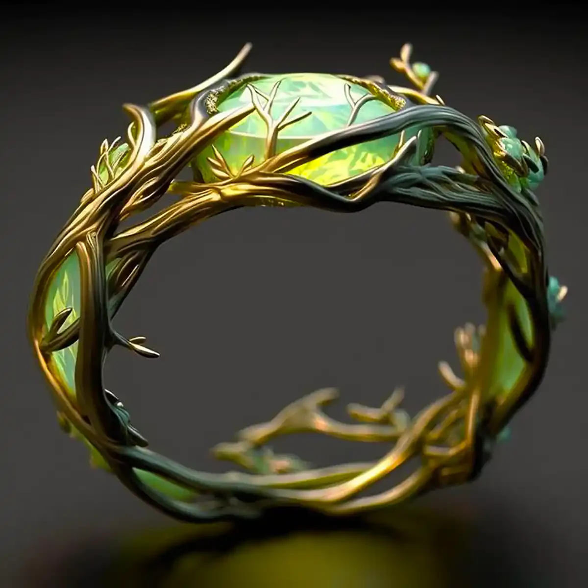 Nature-Inspired Green Opal Ring