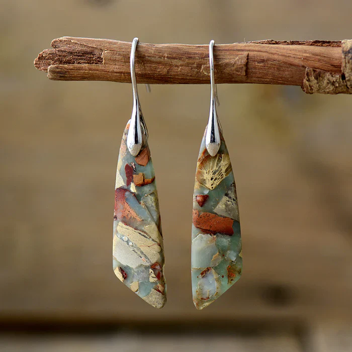 Nature-Inspired Vintage Stone Earrings