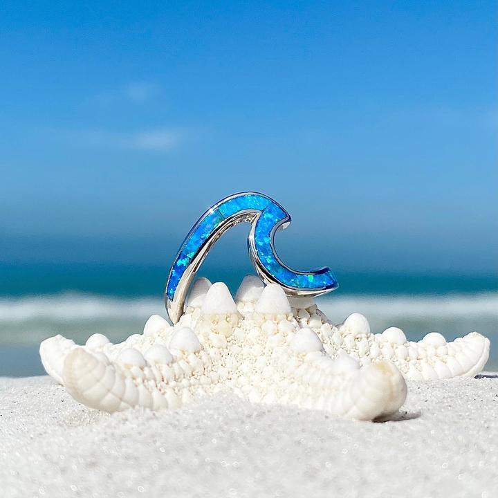 Opal and Silver Sea Wave Ring - Image 3