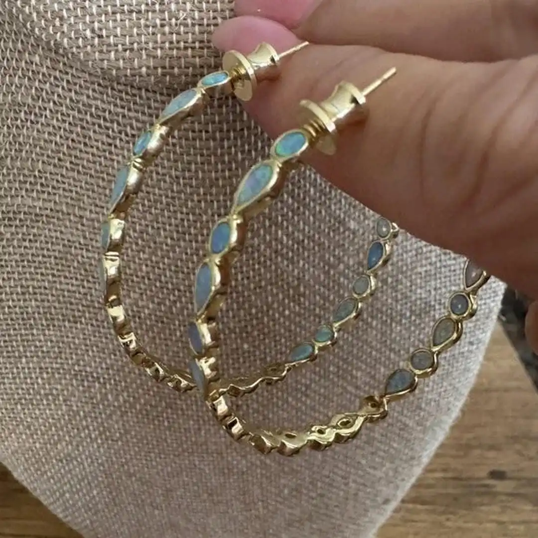 Vintage Blue Opal Ring Earrings - Image 2