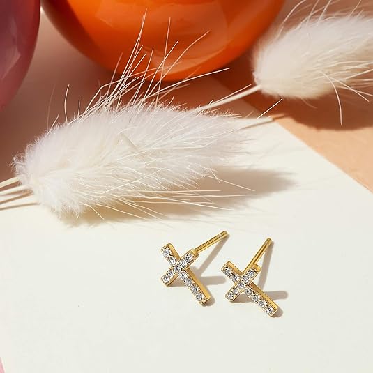 Paved Cross Studs | Gold - Image 3