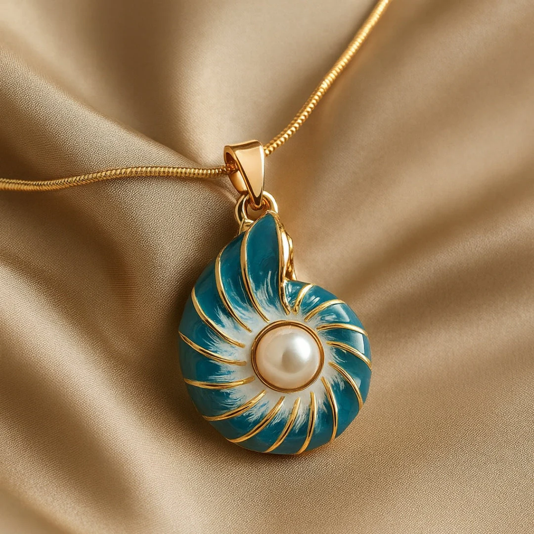 Pearl Blue Shell Necklace - Image 3
