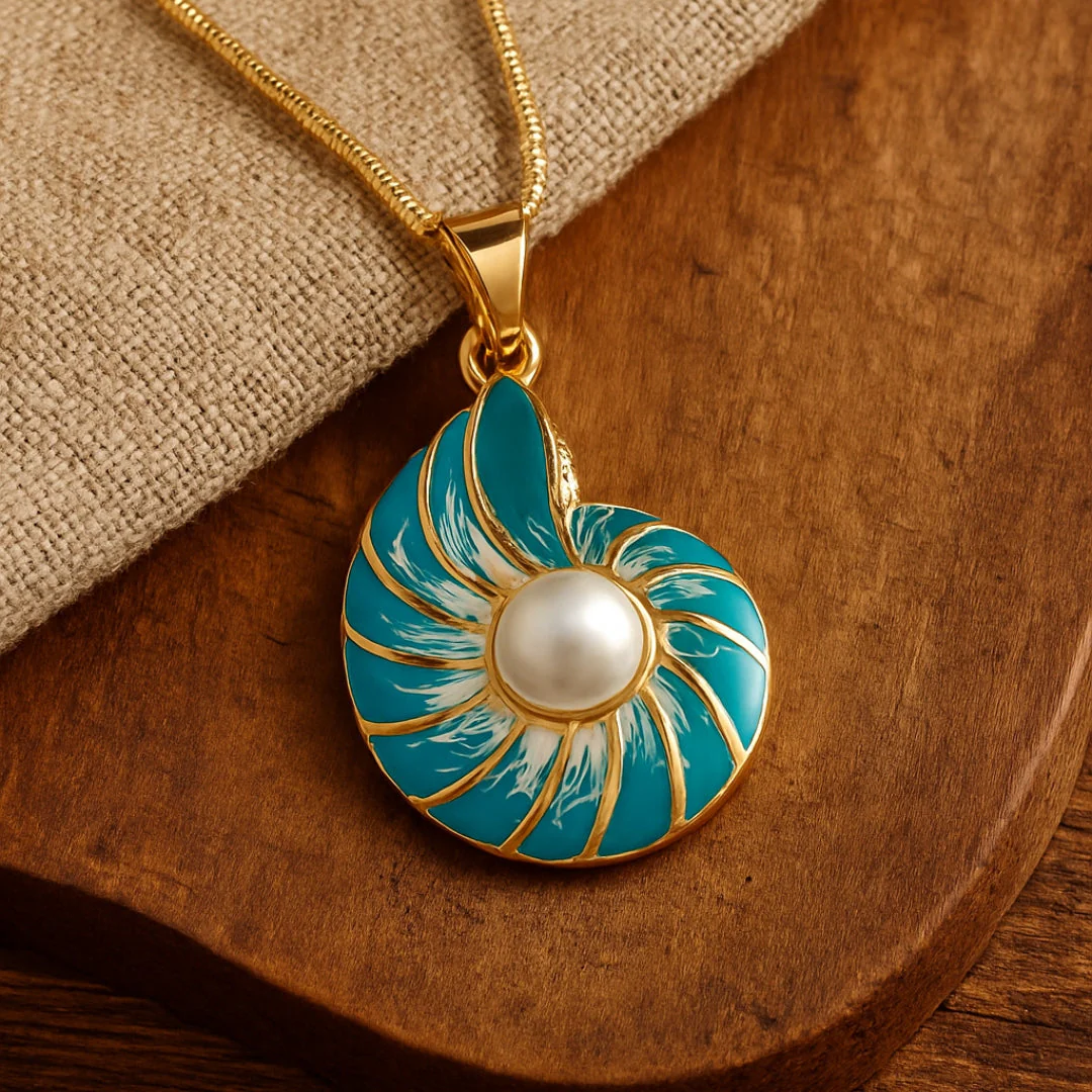 Pearl Blue Shell Necklace - Image 4