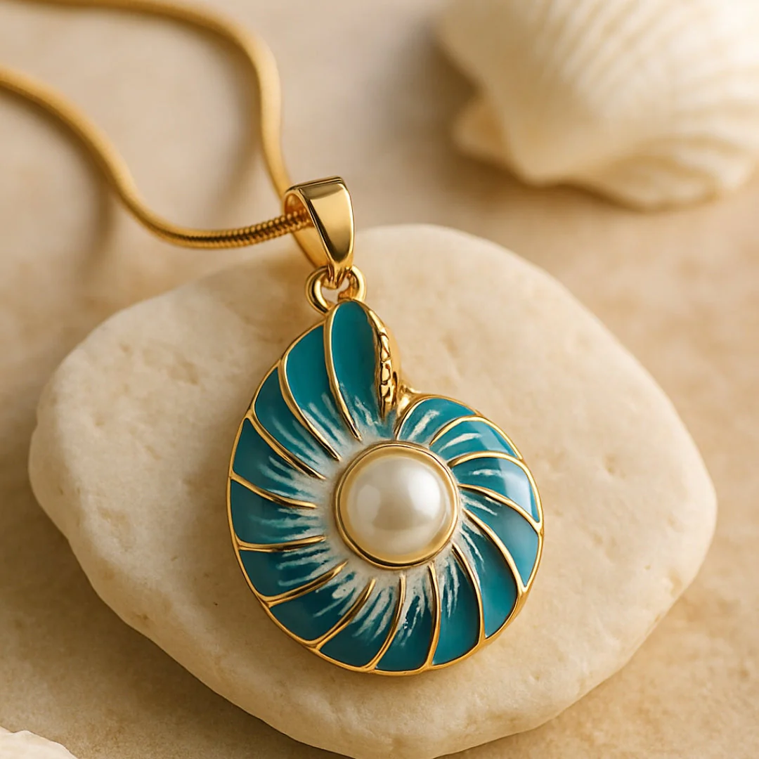 Pearl Blue Shell Necklace - Image 5