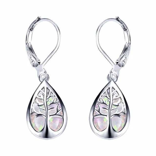Tree of Life Earrings in Opal and Silver - Image 4