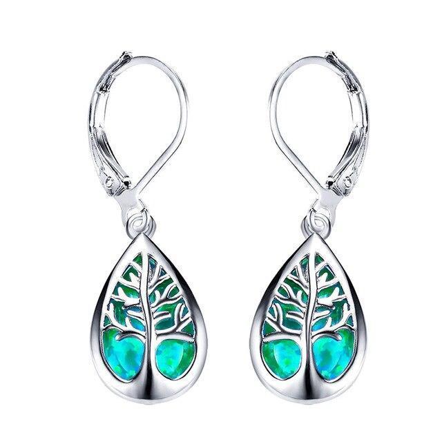 Tree of Life Earrings in Opal and Silver - Image 5