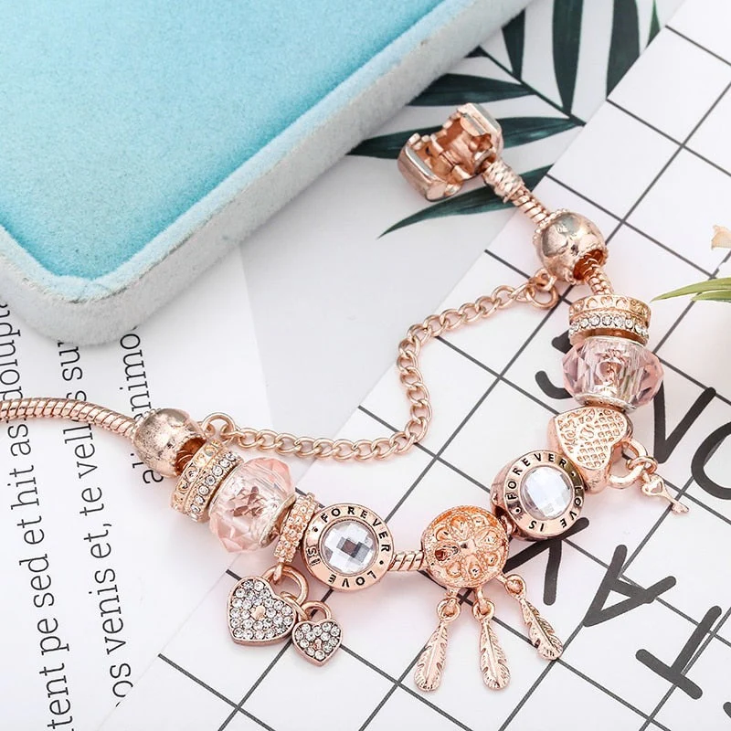 Rose Dreamcatcher Bracelet with Charms Included in Sterling Silver - Image 3