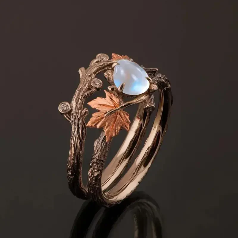 Rink made of natural moonstone