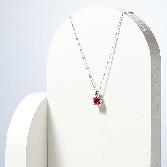 Rond Cut Ruby Necklace | White Gold - Image 3
