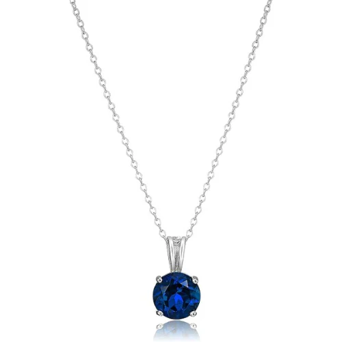 Rond Cut Sapphire Necklace | White Gold