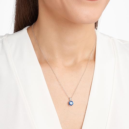 Rond Cut Sapphire Necklace | White Gold - Image 2