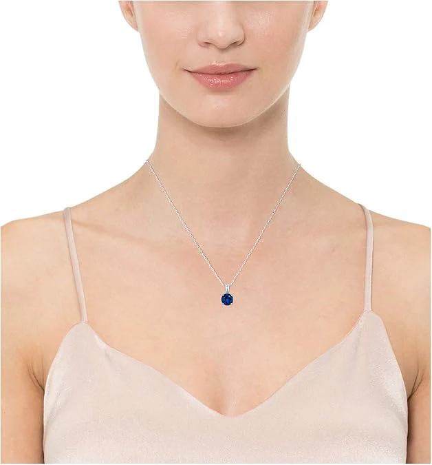 Rond Cut Sapphire Necklace | White Gold - Image 4