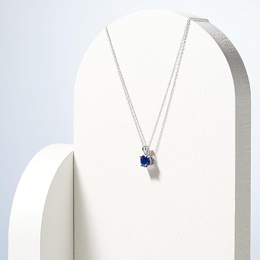 Round Cut Sapphire Necklace | White Gold - Image 3