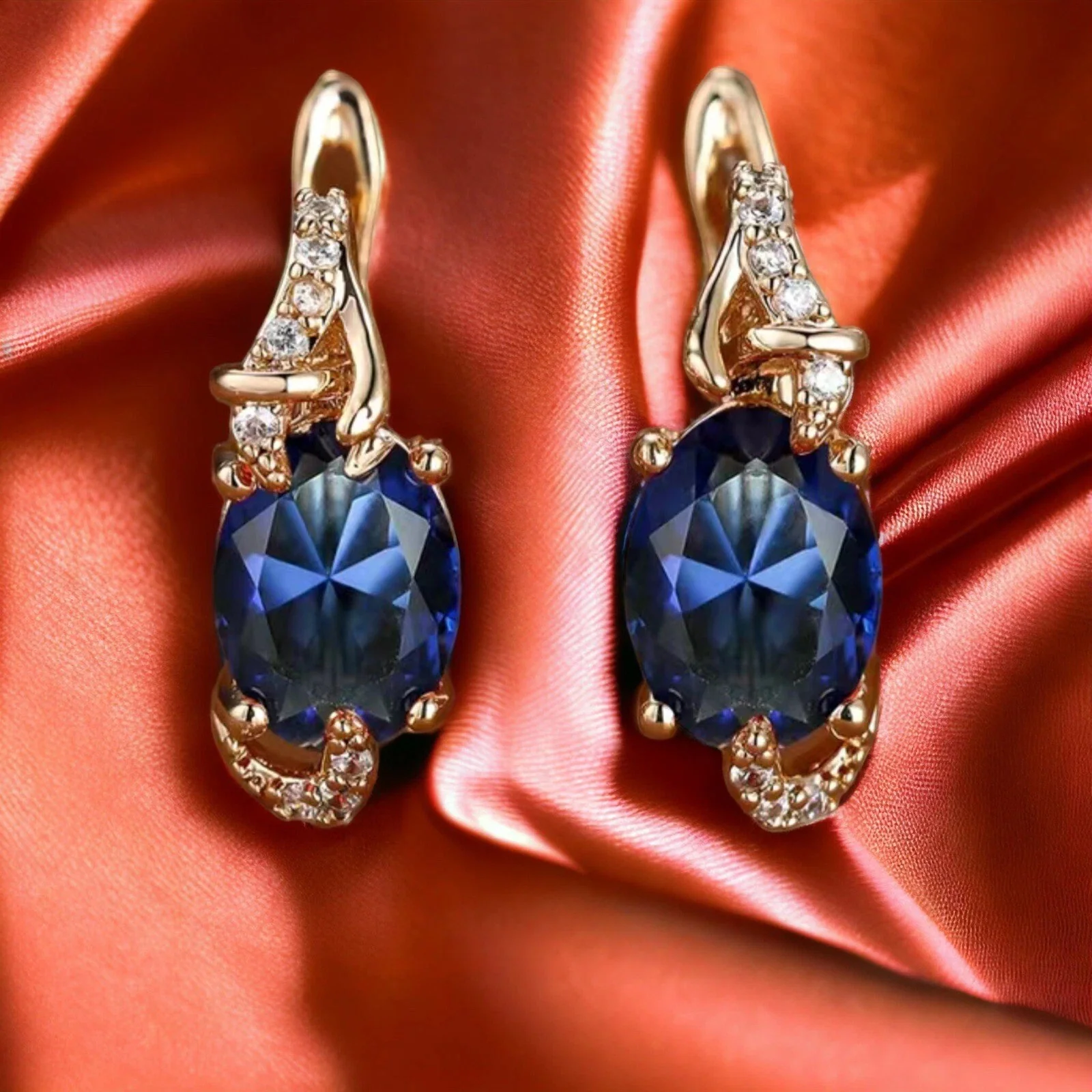 Royal Midnigh Drop Earrings | Gold - Image 2