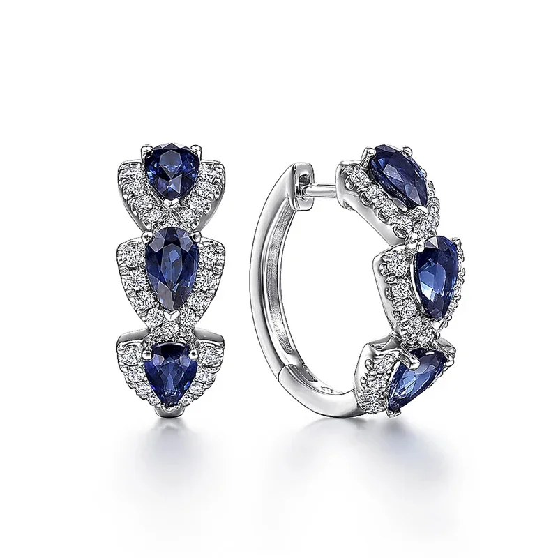 Royal Saphire Crest Earrings | White Gold