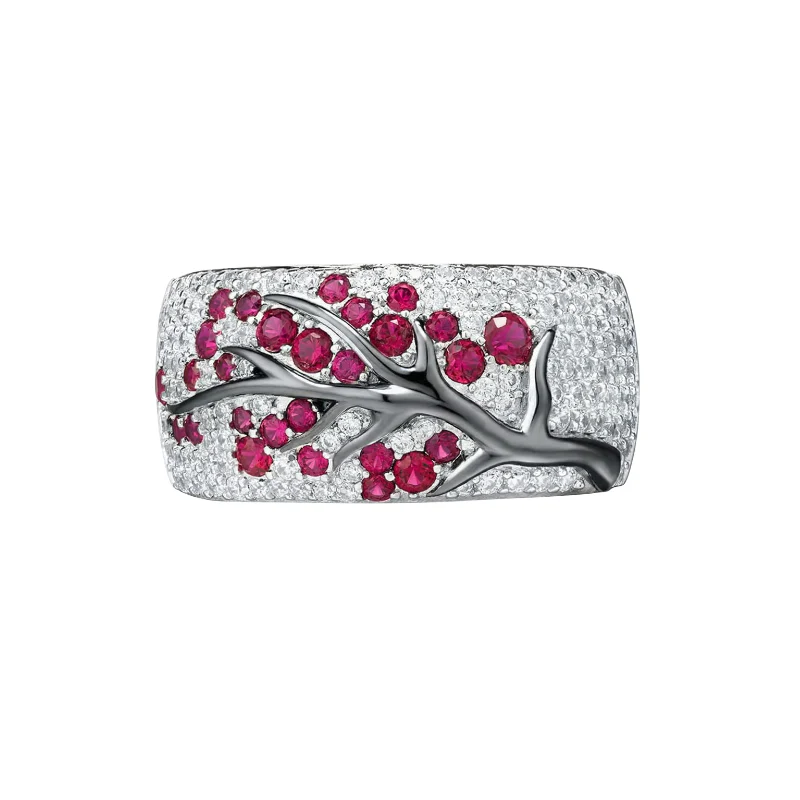 Rubi Blossom Tree Ring | White Gold - Image 2