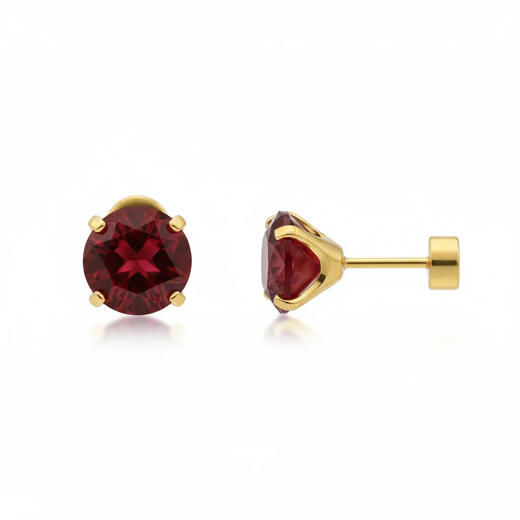 Rubi Round Stud Earrings | Gold