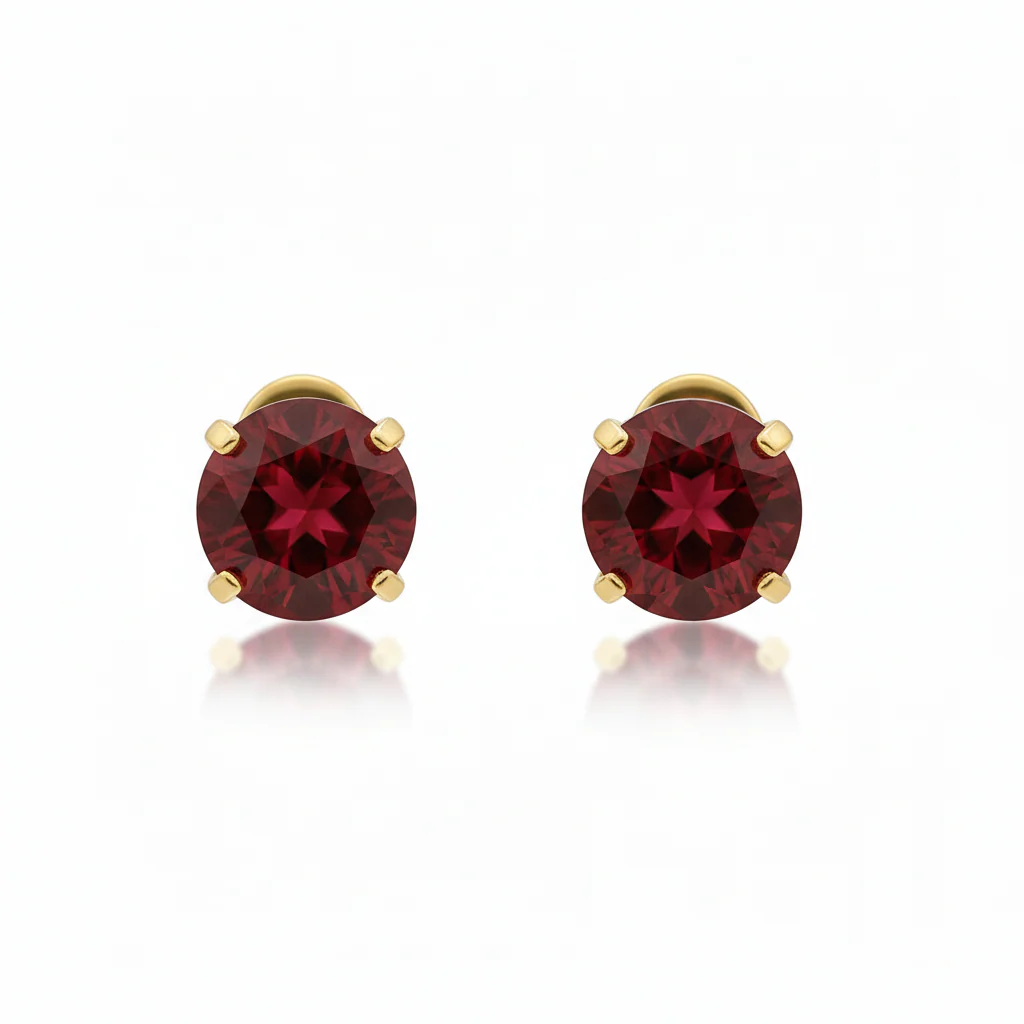Rubi Round Stud Earrings | Gold - Image 2