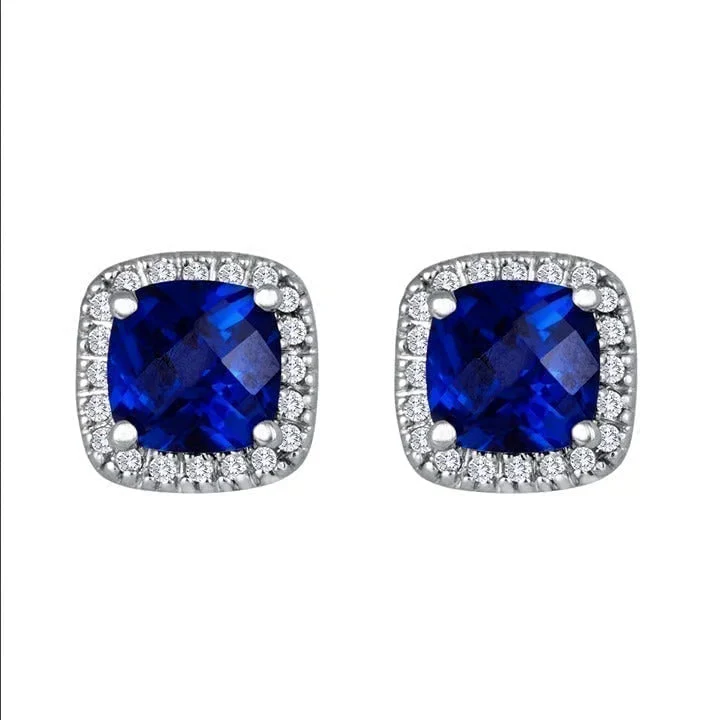 Saphir Square Stud Earrings | White Gold - Image 2