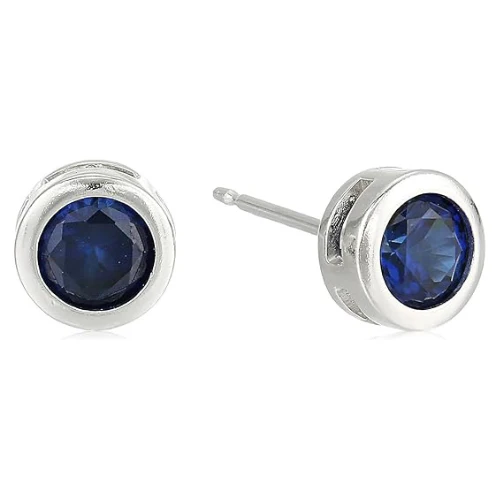 Sapphiree Bezel Stud Earrings | White Gold