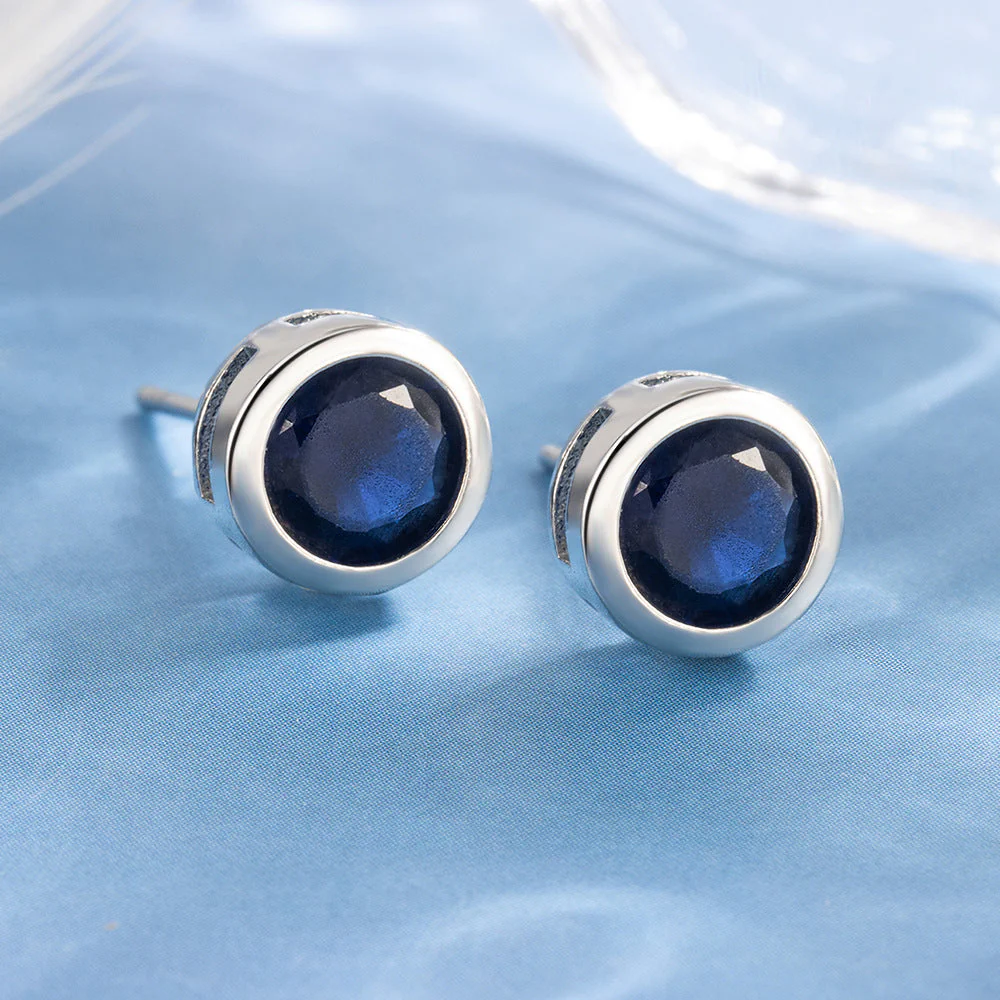 Sapphiree Bezel Stud Earrings | White Gold - Image 2