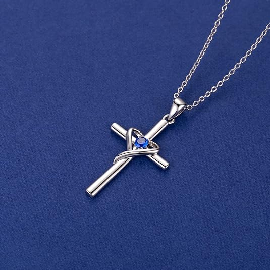 Sapphiree Cross Necklace | White Gold - Image 2