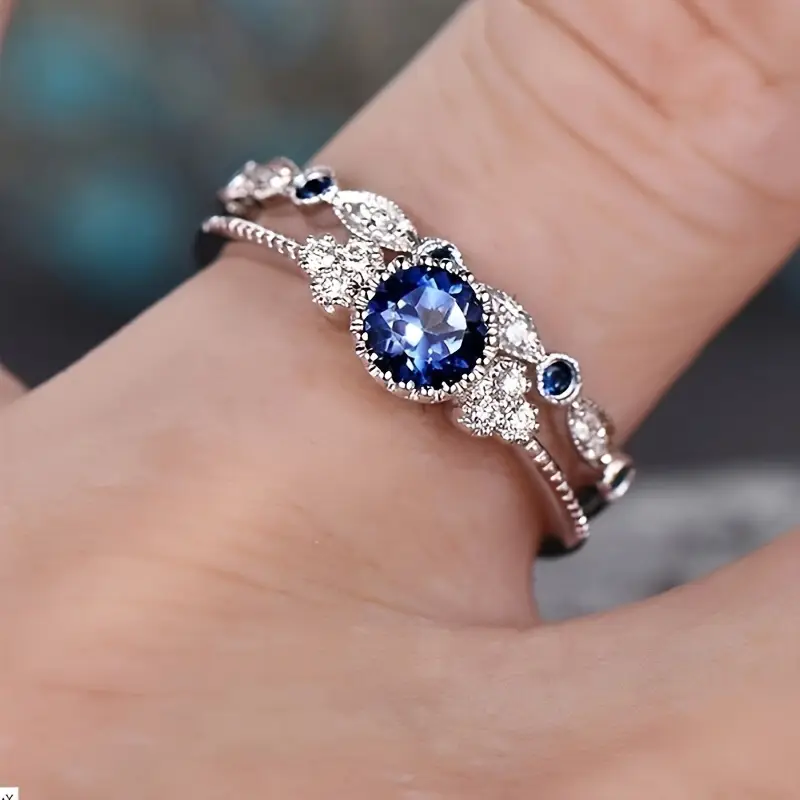 Sapphriel Crown Ring Set | White Gold - Image 2