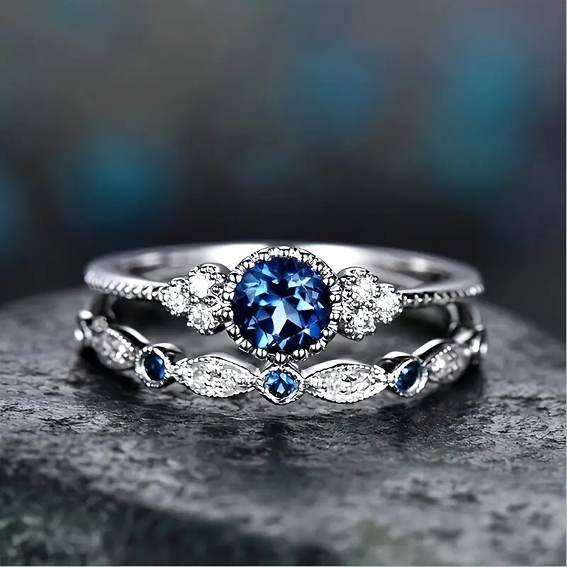 Sapphriell Crown Ring Set | White Gold