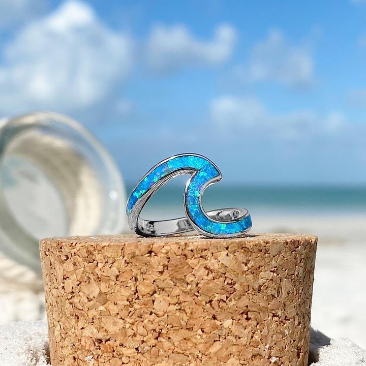 Sear Wave Ring in Opal and Silver