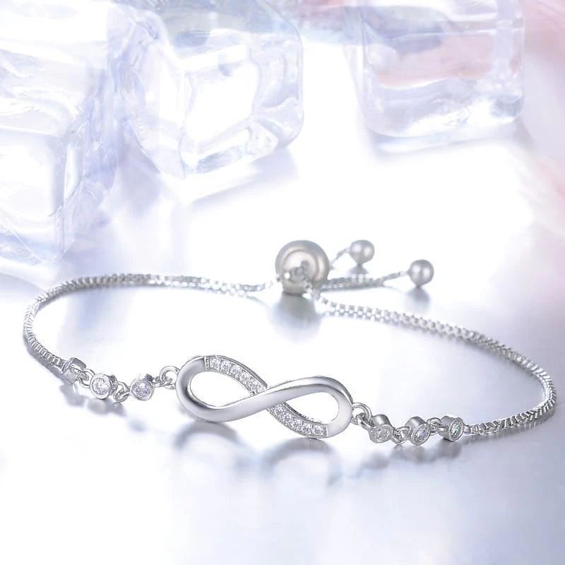 Silver Adjustable Infinity Bracelet - Image 2