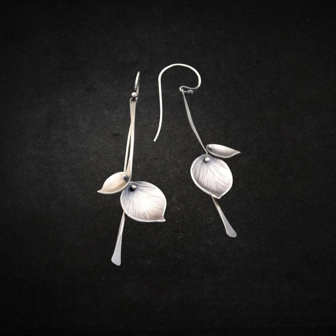 Silver Leaf Vintage Earrings - Image 2