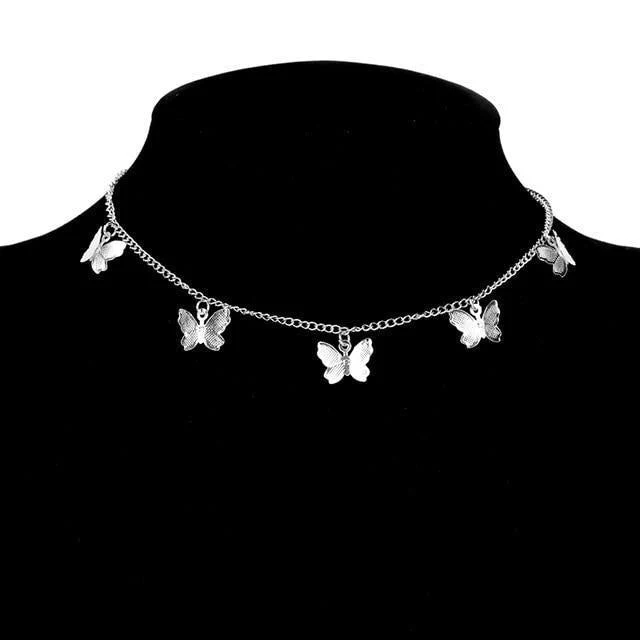 Siver and Gold Plated Butterfly Necklace - Image 2