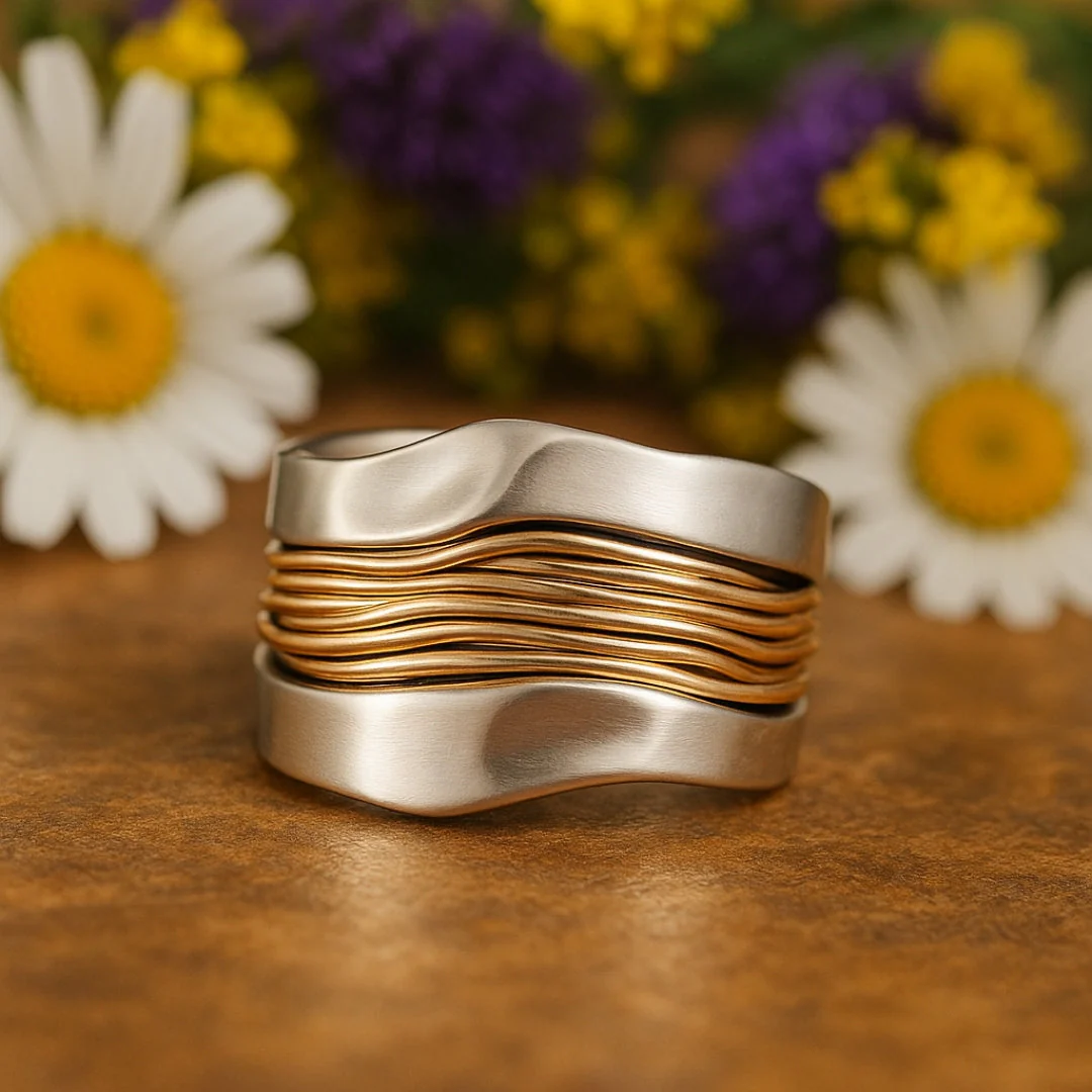 Siver Golden Threads Ring - Image 4