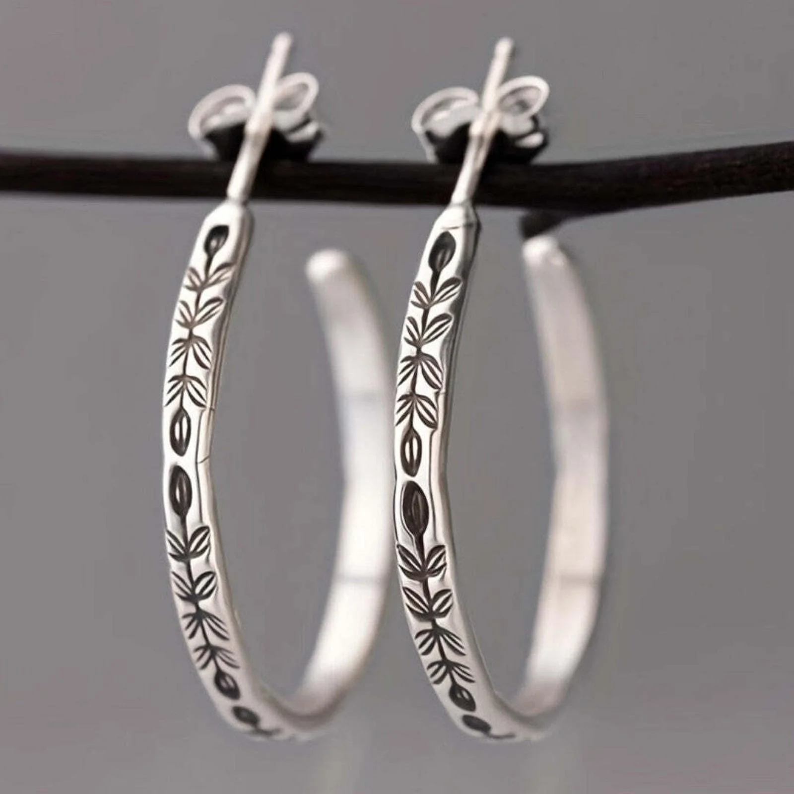 Sleek Silvery Hoop Earrings