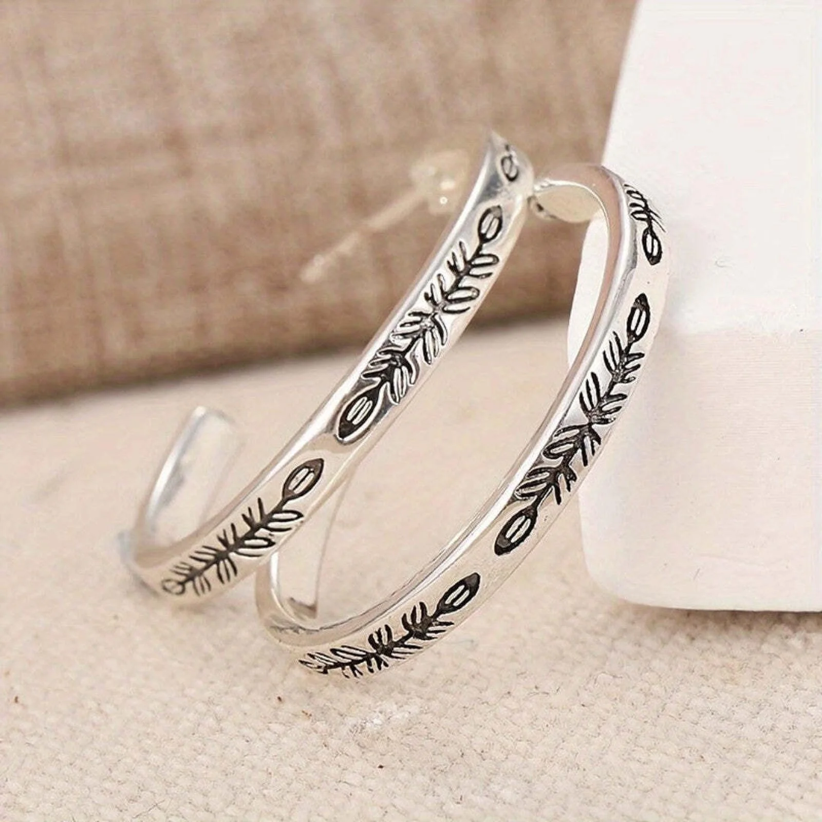 Sleek Silvery Hoop Earrings - Image 2
