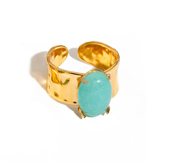 Sophisticated Goddess Ring Blue Amazonite