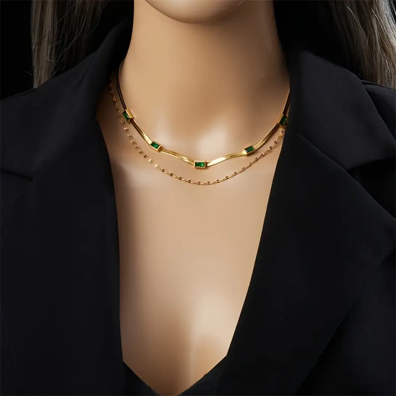 Sorella Gem Double-Layer Retro Necklace | Gold - Image 4