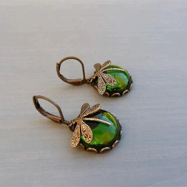 Spherical Dragonfly Earrings in Antique Gold - Image 8