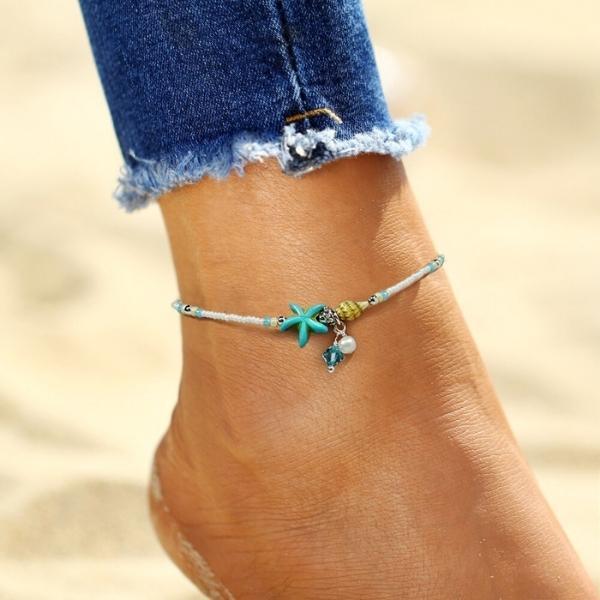 Starr and Shell Anklet Bracelet with Natural Stones - Image 3